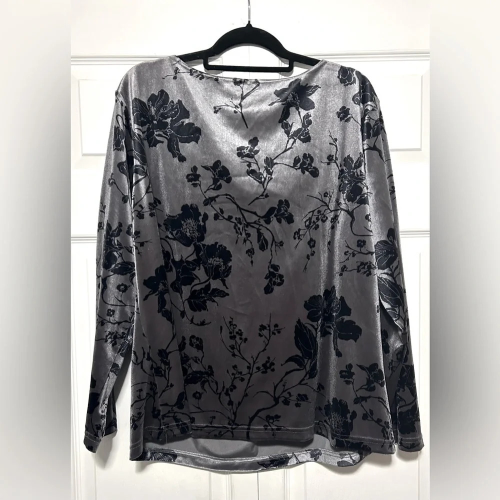 RAG Womens Velvet Floral Paisley Long Sleeve Tunic Top XXL Velour Soft - Picture 4 of 5